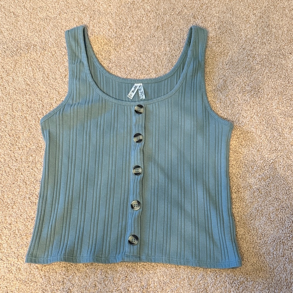 Green Ribbed Tank Top